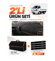 KİA K2500 K2700 (2020-2024) Uyumlu Torpido Örtüsü + Tay Tüyü Bagaj Çantası + Sticker Seti - Siyah Kahverengi