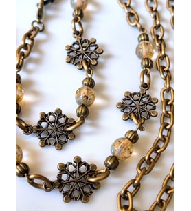 THİNBLACK – Kartanesi Gözlük Zinciri / Antik Altın / 78 cm / Gerçek Kristal Boncuklu