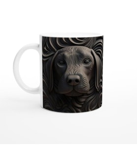Oyma Stil Siyah Köpek Kupa Bardak