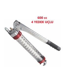 Cmc Havalı Gres Pompası Şeffaf El Tipi 600 cc 4 Yedek Uçlu