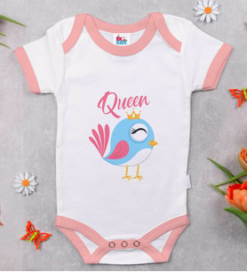 Queen Tasarımlı Pembe Bebek Body Zıbın-1