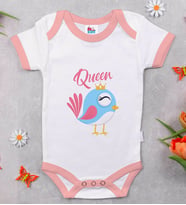 Queen Tasarımlı Pembe Bebek Body Zıbın-1