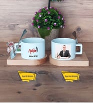 Hakim Kupa Bardak Ahşap Altlıklı Kısa Fotoğraflı Dünya Hakimler Günü Hediyesi