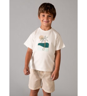 Mayoral Erkek Çocuk Şort Ve Tshirt Takım Krem