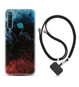 Realme 5i 5 Pro 6i 7 Pro 8 Kılıf Boyun Askılı Silikon Red Blue Black Abstact 1386