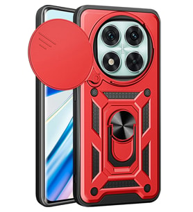 Durukar® Redmi Note 14 Pro 4G Kılıf Pars Lens Yüzüklü Silikon - Kırmızı