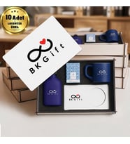 Logonuza Özel 10 Adet Kutulu Ahşap Altlıklı Lacivert Fincan & Kolonya & & Aromalı Kahve Seti – Ahşap Kutulu Kurumsal Hediye Seti