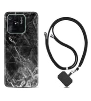 Xiaomi Poco X3 Pro M4 Pro X4 Pro C40 10C Kılıf Boyun Askılı Silikon Kara Mermer 1375