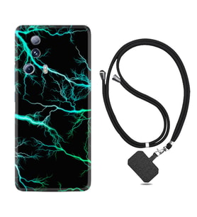 Xiaomi Mi 13 Lite Kılıf Silikon Boyun Askılı İpli Desenli Silikon Green Thunder 1693