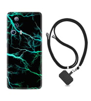 Xiaomi Mi 13 Lite Kılıf Silikon Boyun Askılı İpli Desenli Silikon Green Thunder 1693