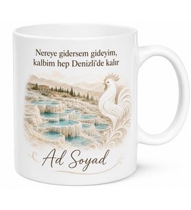 Denizli Memleket Temalı Baskılı Kupa Bardak Hediye Porselen Denizlili