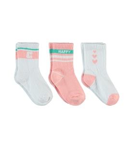 Civil Girls Happy 3'lü 2-12 Yaş Kız Soket Çorap - Standart (Beyaz)