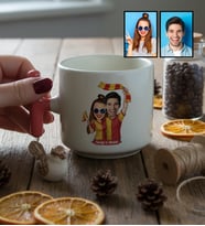 Kişiye Özel Karikatürlü Sarı Kırmızı Taraftar Sevgiliye Hediye T Kupa Sevgililer Günü Hediyesi