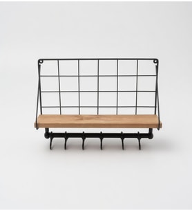 Tek Katlı Ahşap Mutfak Rafı – Bardak & Kupa Askısı, 6 Kancalı Düzenleyici, Fincan Askılığı 40*33 cm