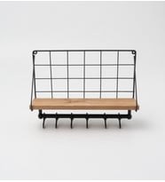 Tek Katlı Ahşap Mutfak Rafı – Bardak & Kupa Askısı, 6 Kancalı Düzenleyici, Fincan Askılığı 40*33 cm
