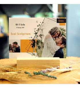 SEVGİLİYE HEDİYE AHŞAP AYAKLI FOTOBLOK FOTOĞRAF