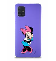 Samsung Galaxy A51 Soft Premier Kapak Minnie Mouse-D Tasarımlı Silikon Kılıf - Mor (Şeffaf)