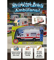 Metal Oyuncak Ambulans - Çek Bırak Özellikli, Açılabilir Arka Kapılı Die-Cast Kurtarma Aracı