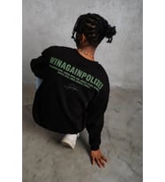 Erkek Oversize Sweatshirt – Siyah Renk Ön Ve Sırt Baskılı, Üç İplik İçi Pamuklu Kumaş, Rahat Kalıp,