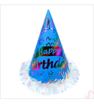 Hologram Happy Birthday Şapka, 24cm x 1 Adet - Mavi (STD)