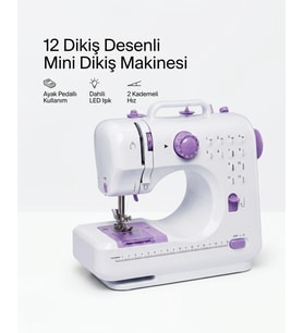 12 Farklı Dikiş Desenli Mini Dikiş Makinesi