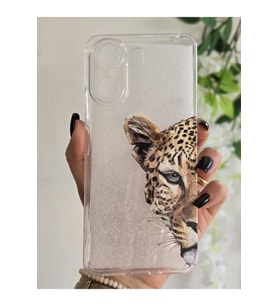 Xiaomi Redmi 13C Uyumlu Leopar Desenli Şeffaf Telefon Kılıfı