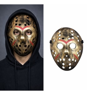 Bakır Renk Kırmızı Çizgili Tam Yüz Hokey Jason Maskesi Hannibal Maskesi