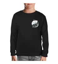 Hayvan - Yin Yang Kediler Logo Siyah Çocuk Sweatshirt