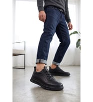 Elit MZV282C Erkek Hakiki Deri Casual Ayakkabı Siyah