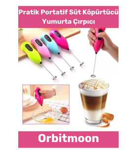 Premium Portatif Çelik Uçlu Kahve Sos Krema Mama Süt Köpürtücü Yumurta Çırpıcı Pilli Mini Mikser