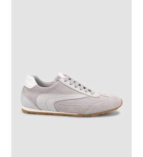 %100 Hakiki Deri Açık Gri Süet Bağcıklı Kadın Sneaker (209 - Açık Ton)