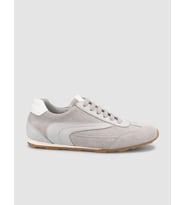 %100 Hakiki Deri Açık Gri Süet Bağcıklı Kadın Sneaker (209 - Açık Ton)