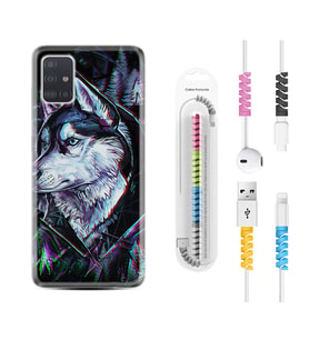 Samsung a71 A72 A73 A7 A9 2018 C7 C9 Kılıf Kablo Koruma Spiral Silikon Dog Eyes 1761