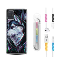 Samsung a71 A72 A73 A7 A9 2018 C7 C9 Kılıf Kablo Koruma Spiral Silikon Dog Eyes 1761