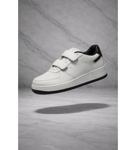 Çocuk Cilt Cırt Cırtlı Beyaz Siyah Sneaker – Premium Kalite, Hafif & Dayanıklı, Rahat Taban