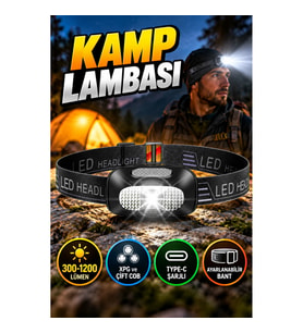 Type-C Şarjlı LED Kafa Lambası – 300-1200 Lümen, XPG ve Çift COB, Ayarlanabilir Bant