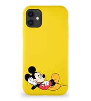 Apple iPhone 11 Soft Premier Kapak Mickey Mouse-F Tasarımlı Silikon Kılıf - Sarı (Şeffaf)