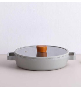Neoflam Fika Alüminyum Döküm 22 Cm Cam Kapaklı Gri Sahan