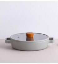 Neoflam Fika Alüminyum Döküm 22 Cm Cam Kapaklı Gri Sahan