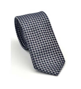 Füme Karışık Desenli Gri Dokuma Kumaş Mendilli Slim Fit Kravat // SDK-2502-4