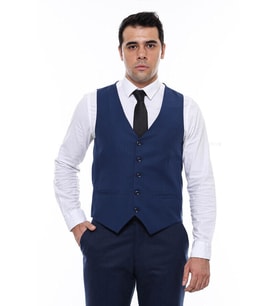 Lacivert Slimfit Düz Yelek - Wessi (Açık Mavi)