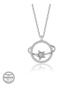 Swarovski Taşlı Gümüş Gezegen Bayan Kolye