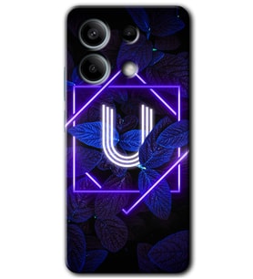Redmi Note 13 4G Kılıf HD Desen Baskılı Kılıf - Dark Neon Yaprak U Harfi
