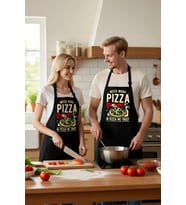 Unisex Mutfak Önlüğü Pizza Baskılı Retro Tasarım Dijital Baskı Rahat Kesim Günlük Modern Şık Zarif
