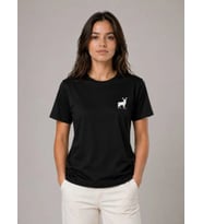 Minimal Geyik Logolu Tişört Bisiklet Yaka Kısa Kol Yazlık T-Shirt - Siyah