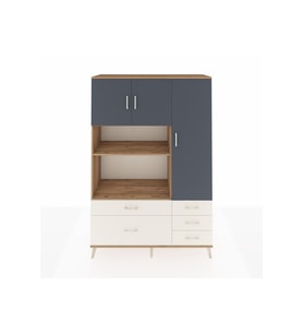 Hyperion Dolap 7 Raflı 5 Çekmeceli 3 Kapaklı 132x44x195 Çam-Antrasit/Aytaşı
