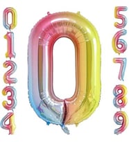 Rakam Gökkuşağı Folyo Balon 34'' Inc 76 cm