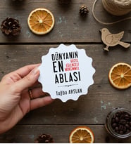 Kişiye Özel Ablaya Hediye Bardak Altlığı Doğum Günü Hediyesi (Bej)