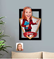 BK Gift Kişiye Özel İsimli Kadın Öğretmen Karikatürlü 3D Ahşap Tablo-3