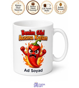 Acı Biber Temalı Komik Baskılı Kupa Bardak Esprili Hediye Porselen Mug